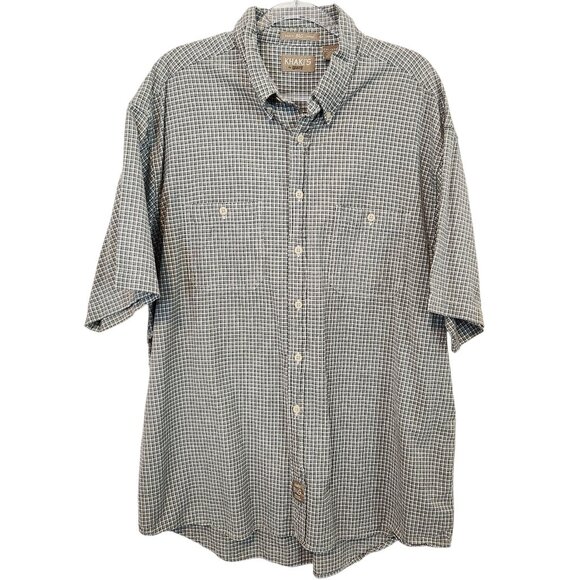 Khaki's by Arrow Shirt Mens 2XL Green Blue Plaid Short Sleeve Button Down Casual - Picture 1 of 7